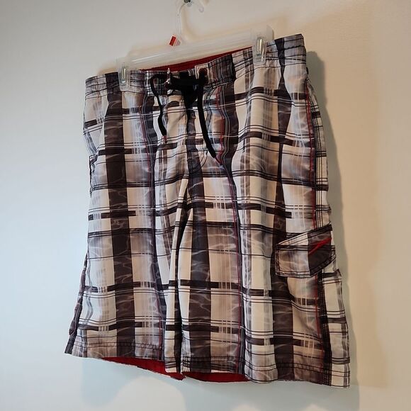 Speedo Swim Trunks Shorts Bathing Suit Lined Black/White Men's Sz Large EUC NICE - Picture 3 of 12
